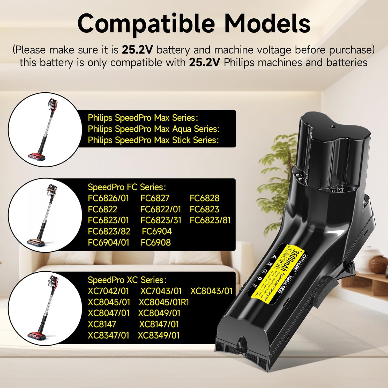 Cityork Batteria 25.2V/3500mAh per Philips SpeedPro Max - immagine 2