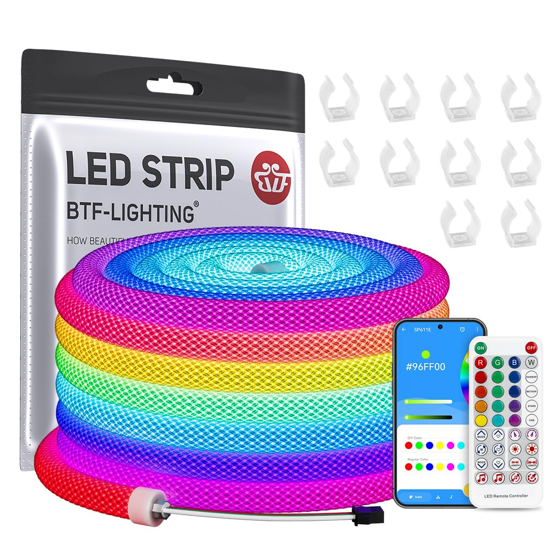 Btf-lighting 5M WS2812B IC RGB Neon LED Strip Kit