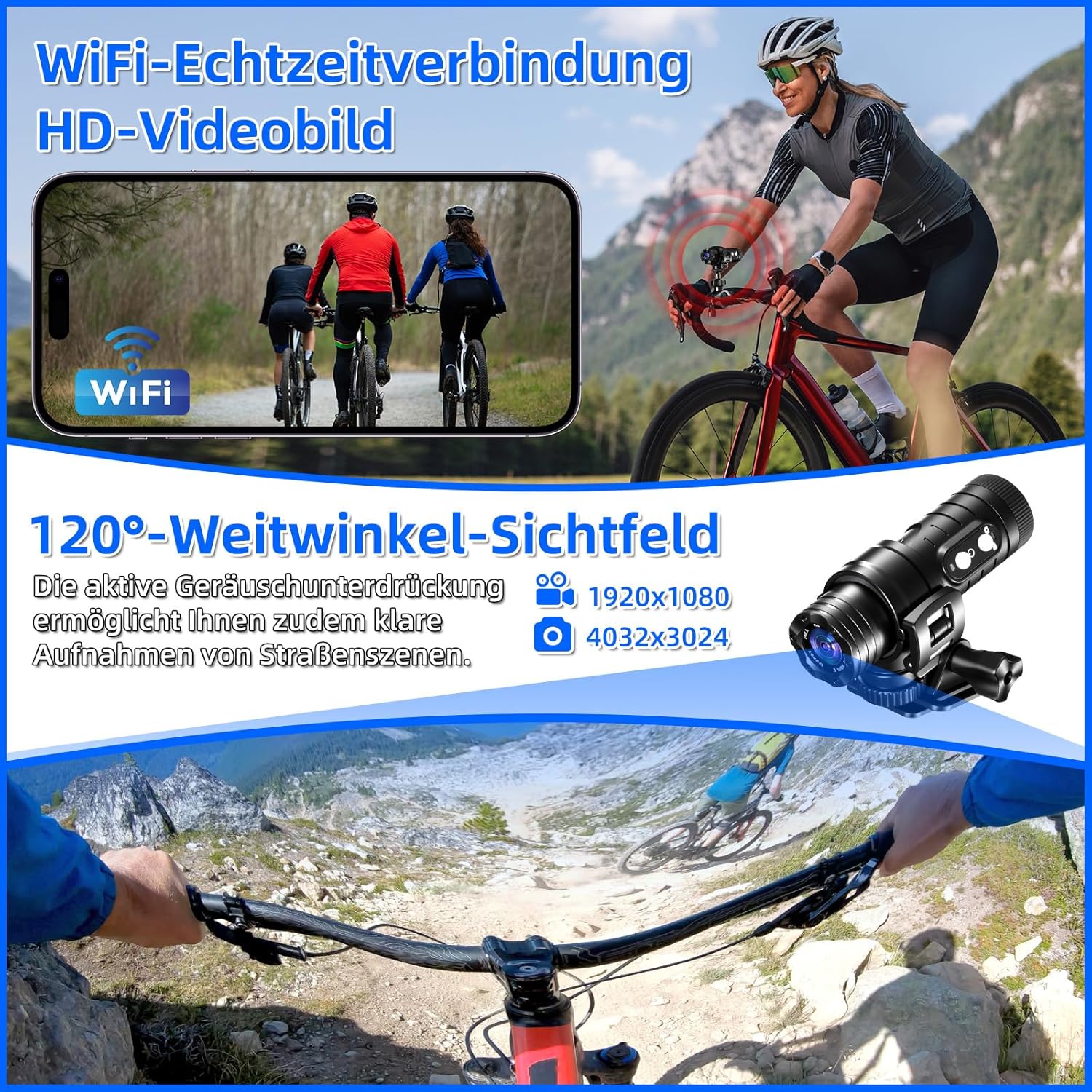 Aiker - Dash Cam Moto Professionale WiFi 1080P HD - immagine 3