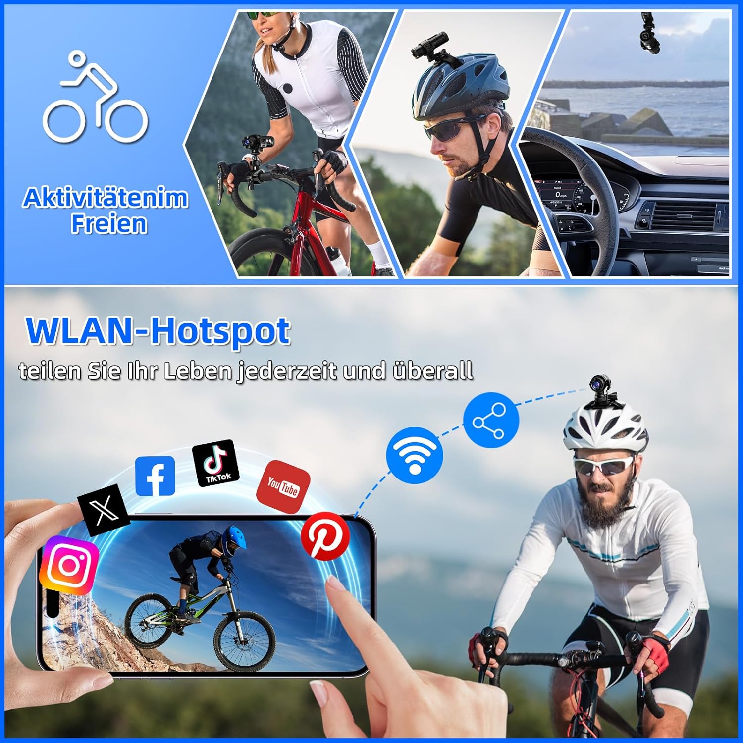 Aiker - Dash Cam Moto Professionale WiFi 1080P HD - immagine 5