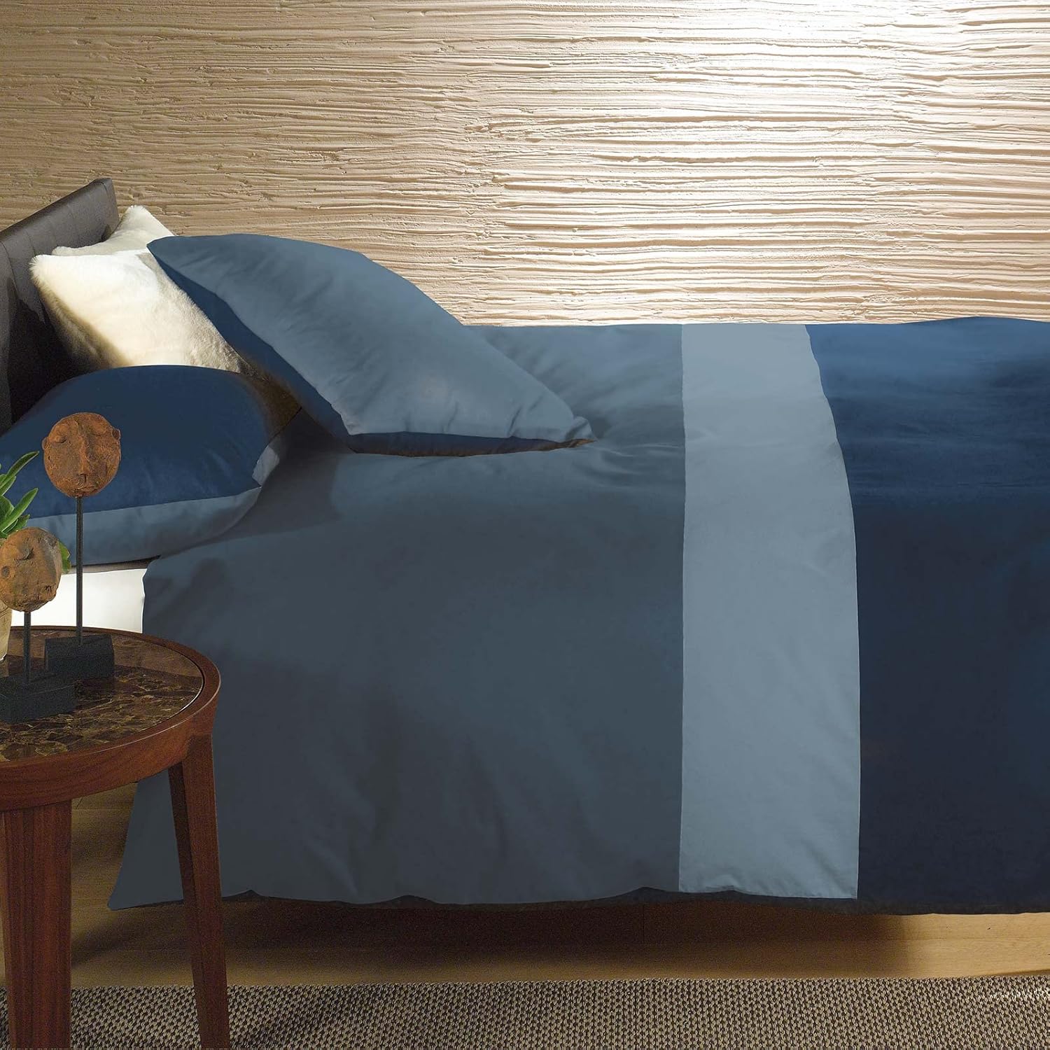 Caleffi - Completo-copripiumino City Tinta Unita Matrimoniale Blu