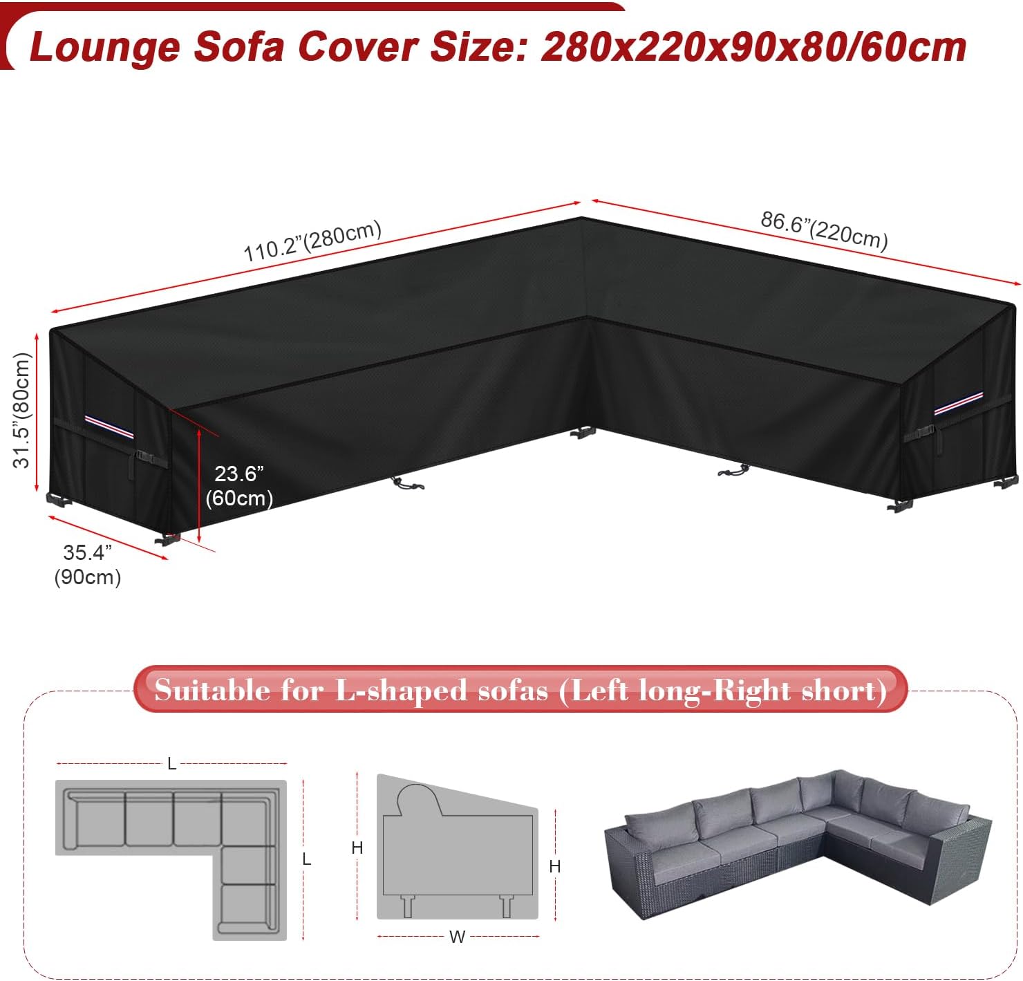 Lamuni Copridivano da Esterno Angolare 420D Oxford - immagine 2
