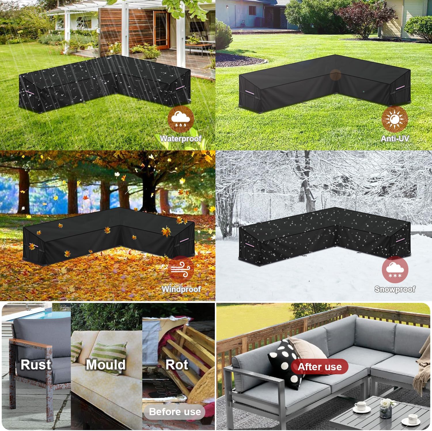 Lamuni Copridivano da Esterno Angolare 420D Oxford - immagine 6