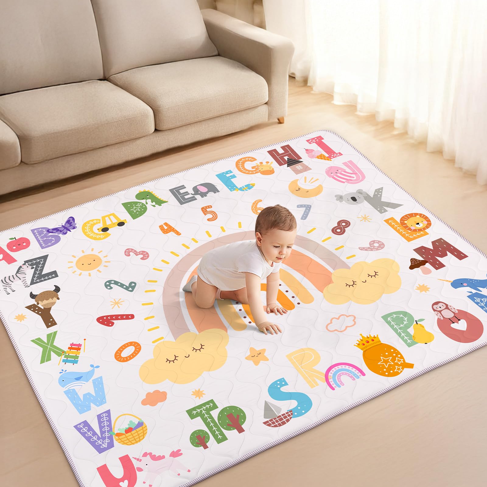Tappetino Giochi Bambino 150x180cm Alfabeto Arcobaleno