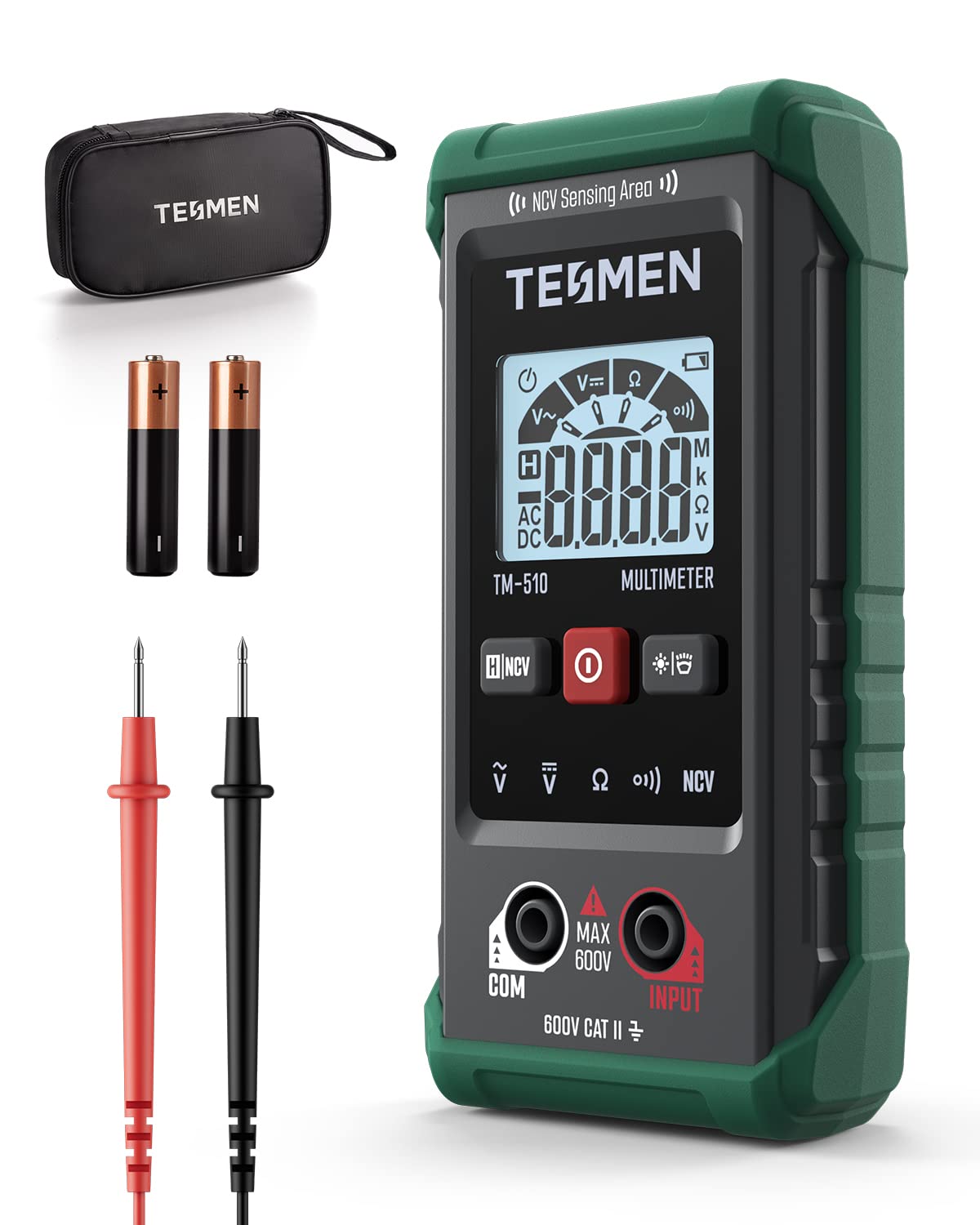 Tesmen TM-510 Multimetro Digitale 4000 Conta, Verde - immagine 1