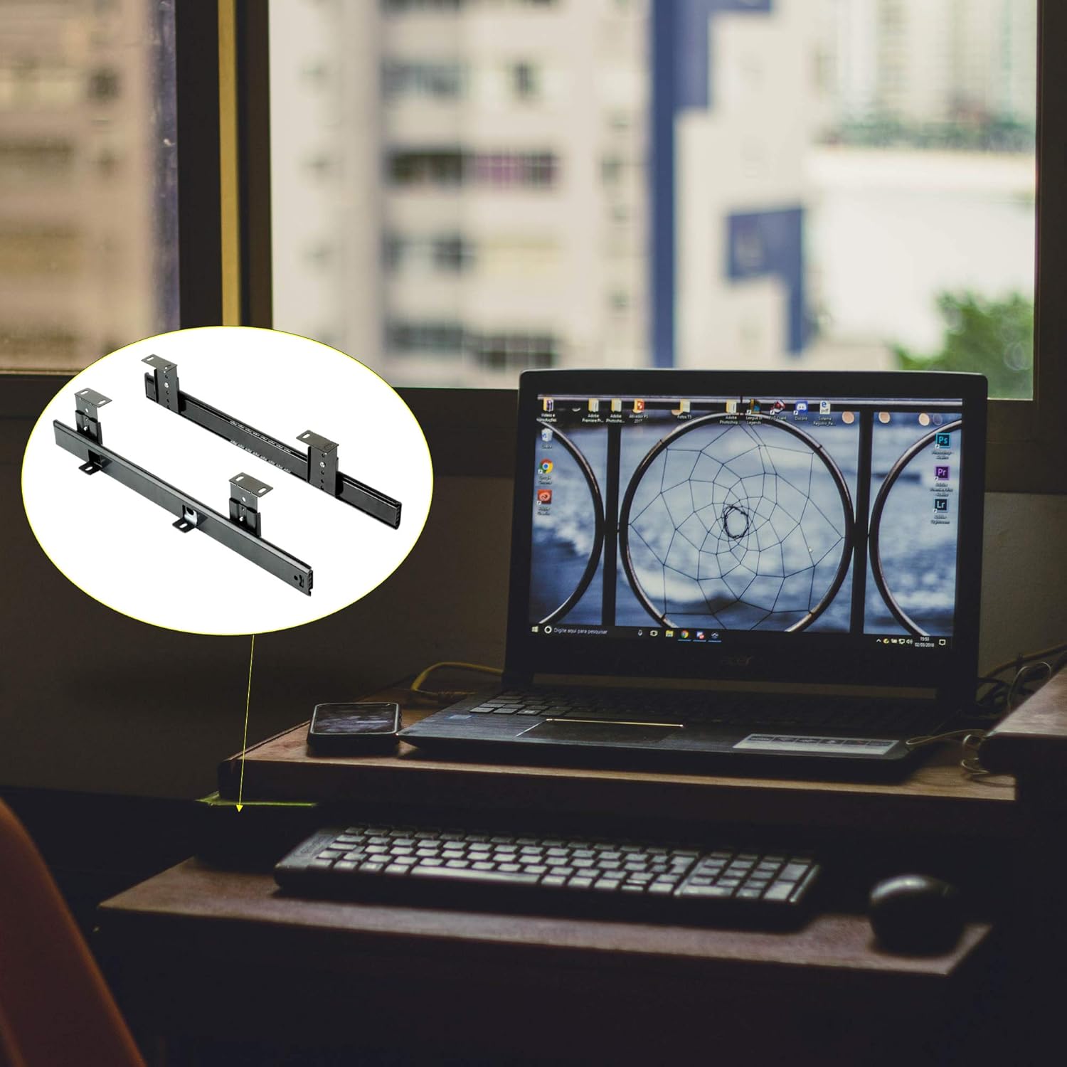 Emuca Set Guide con Cuscinetti a Sfere per Cassetto, Nero - immagine 4