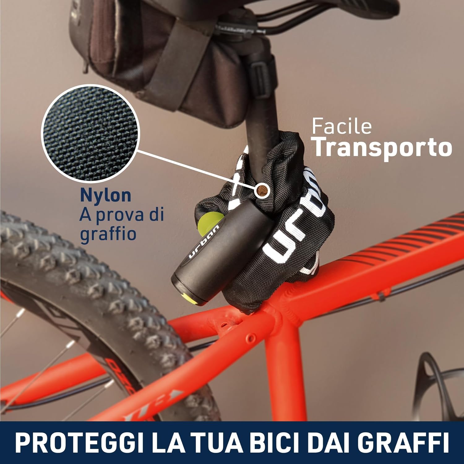 URBAN XK100 Lucchetto Bici Antifurto Catena 100cm - immagine 5