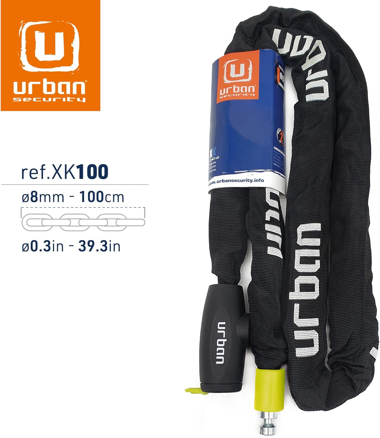 URBAN XK100 Lucchetto Bici Antifurto Catena 100cm - immagine 9
