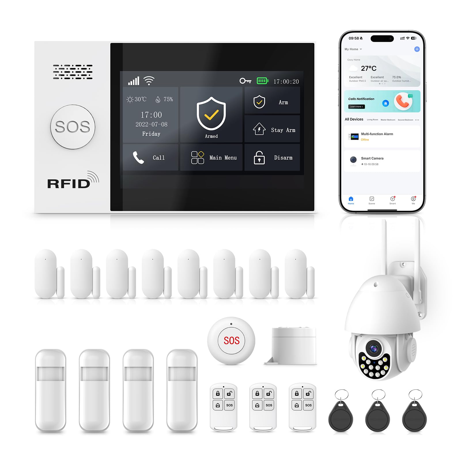 Sistema di Allarme Casa Wireless 4G/WiFi con Schermo Tattile 4.3''