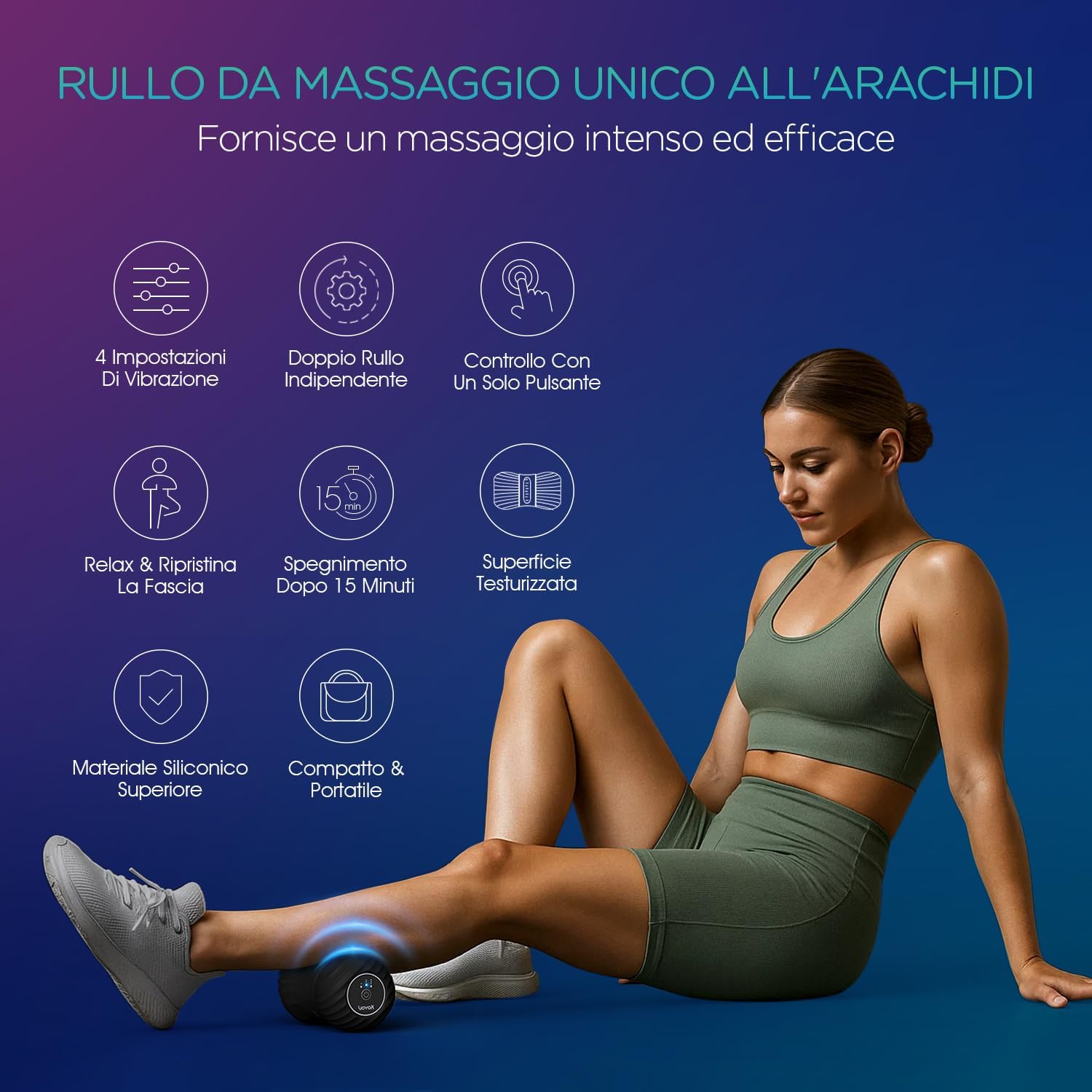 Voyor-health Palla Massaggio Vibrante Arachidi MB300, Nero - immagine 2