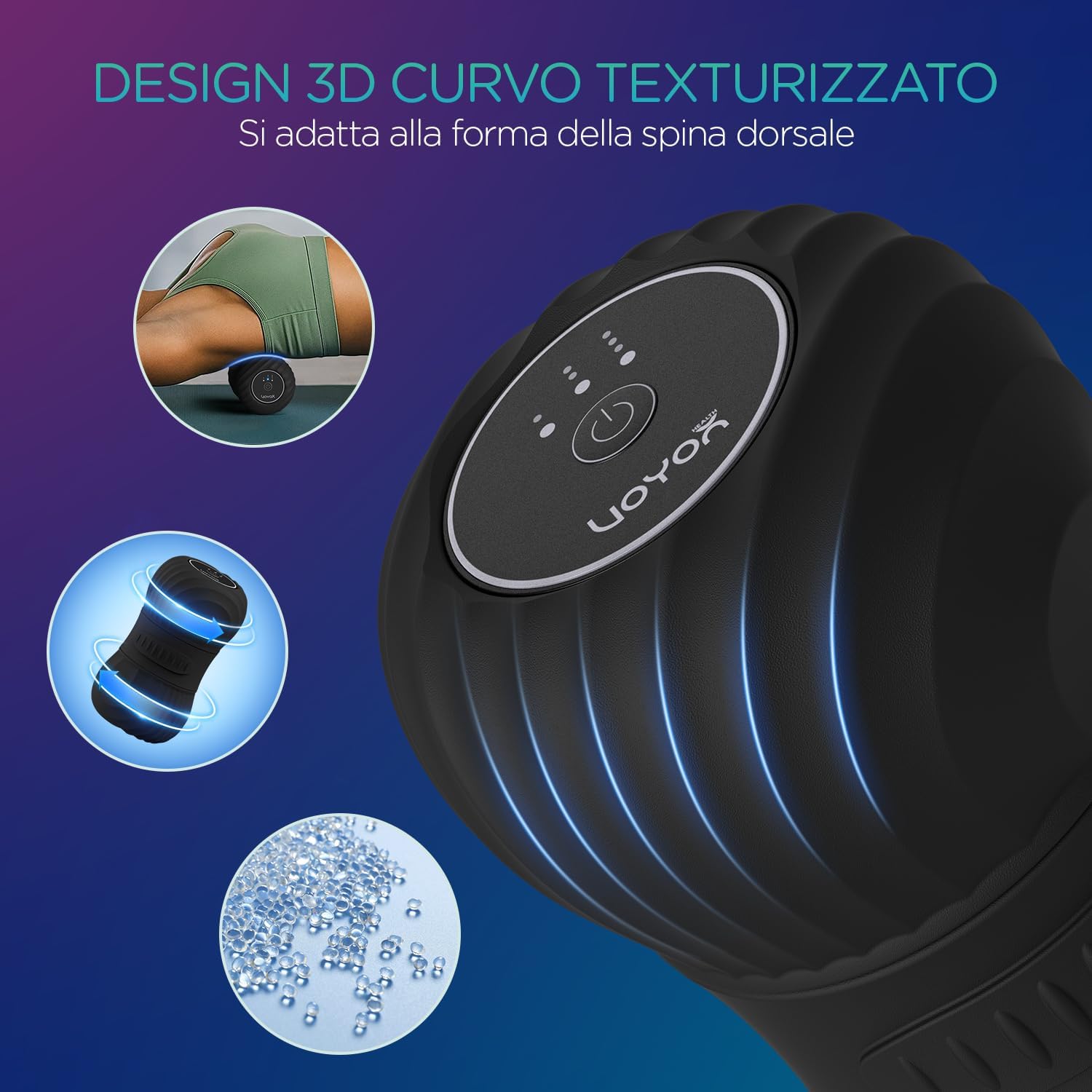 Voyor-health Palla Massaggio Vibrante Arachidi MB300, Nero - immagine 5