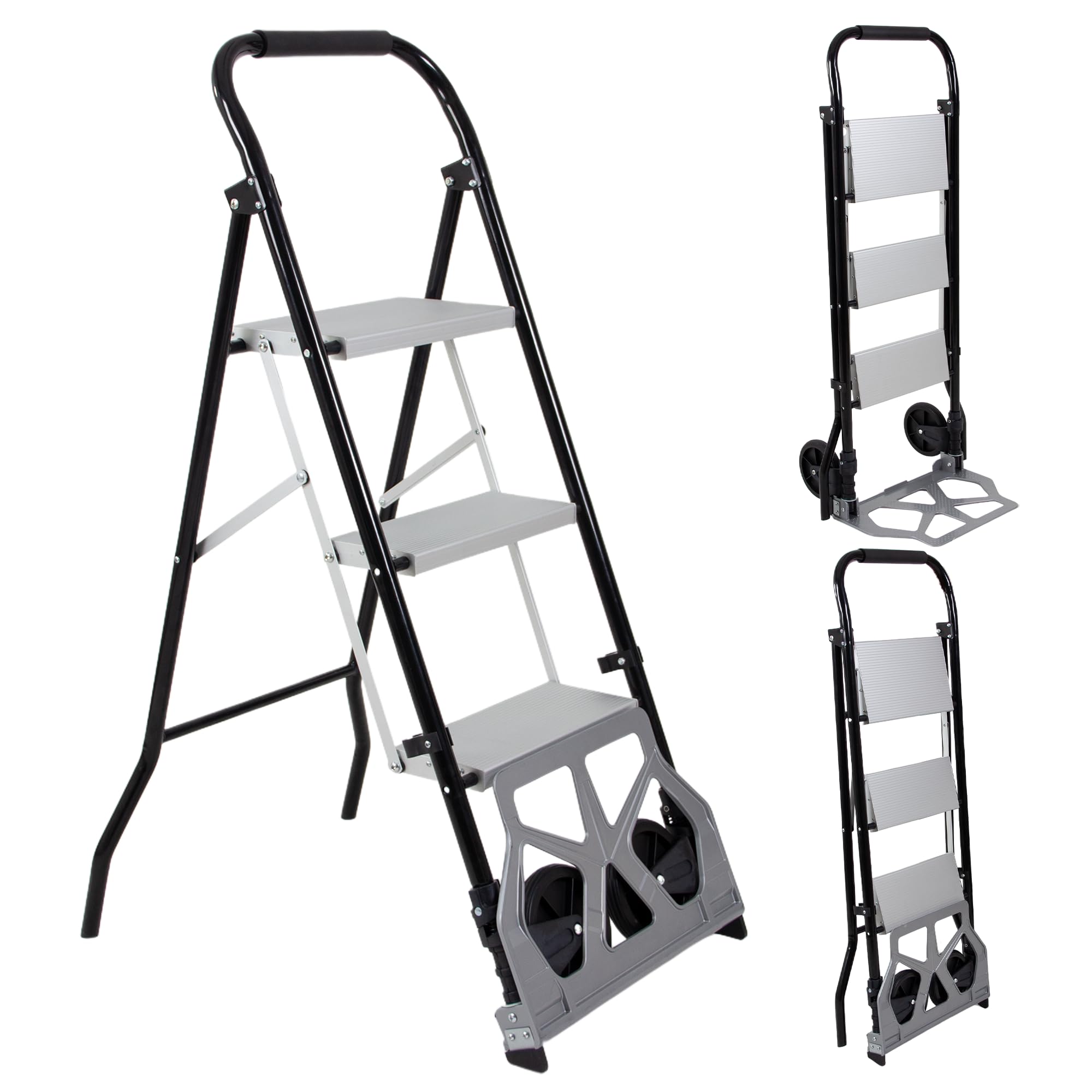 Carrello Pieghevole 2-in-1 & Scala a 3 Gradini