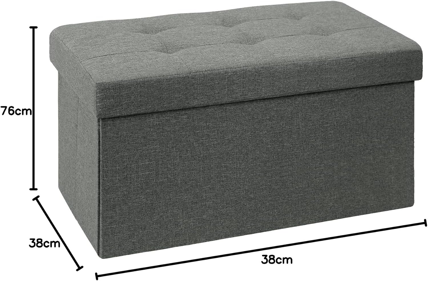 Brian & Dany Pouf Pieghevole Contenitore, Grigio Scuro - immagine 3