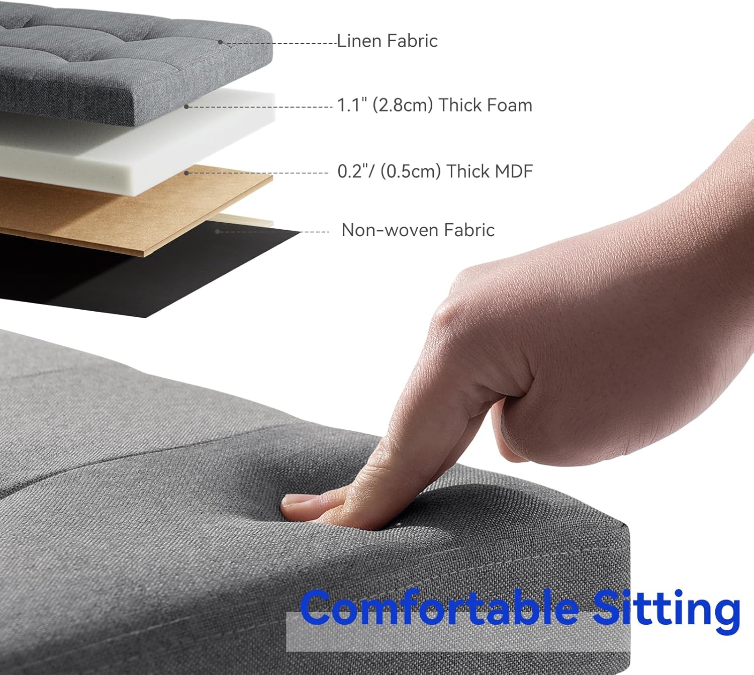 Brian & Dany Pouf Pieghevole Contenitore, Grigio Scuro - immagine 5