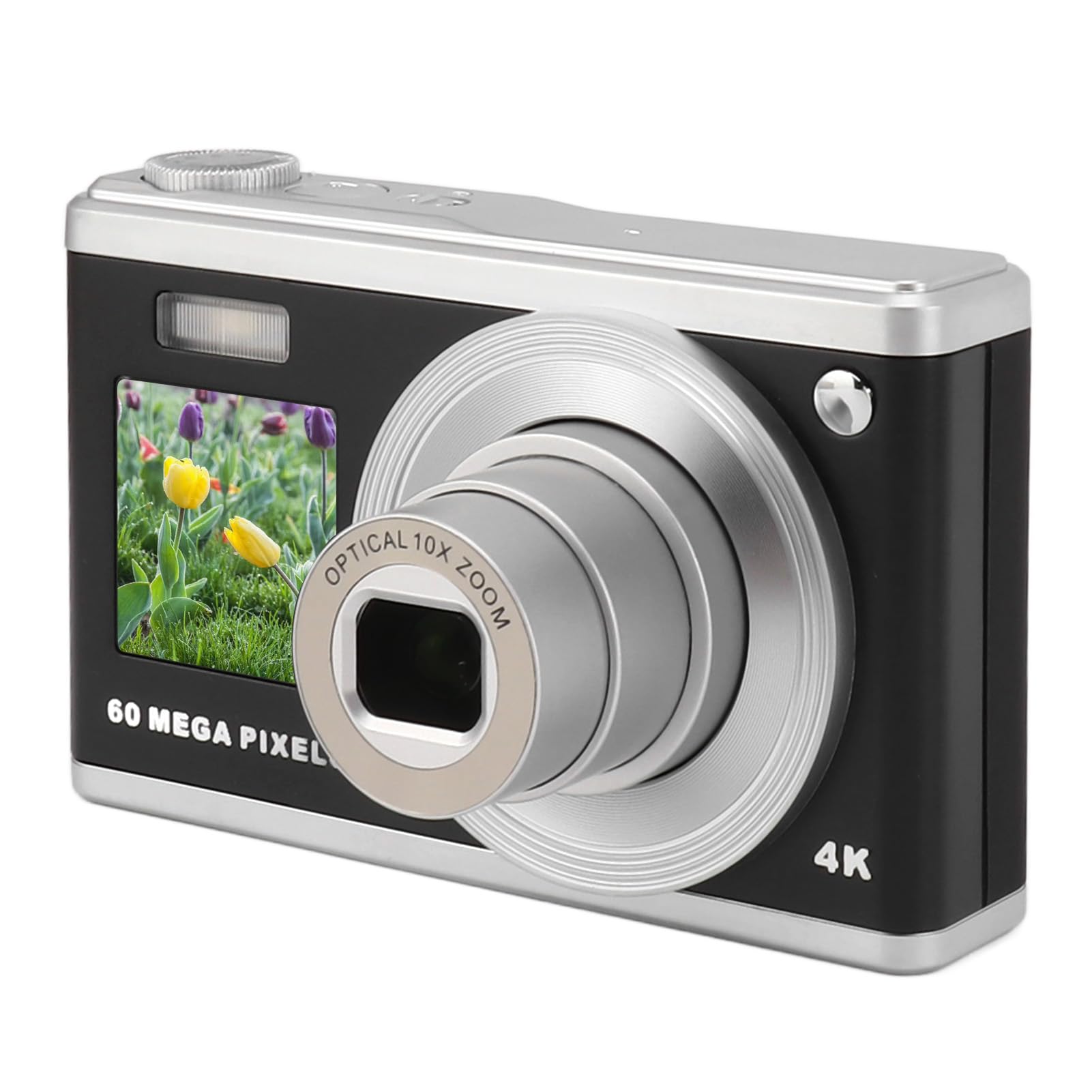 Fotocamera Compatta 60MP 4K Ultra HD con Doppio Schermo, Black