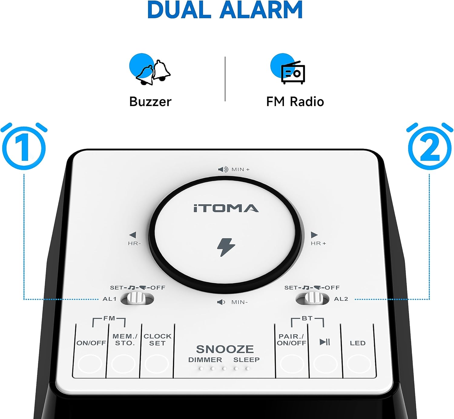 Itoma Radiosveglia con Ricarica Wireless e Bluetooth - immagine 4