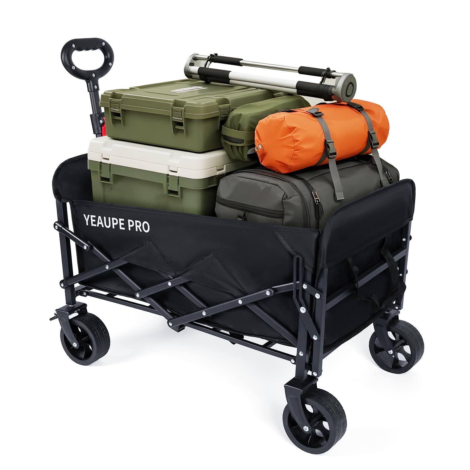 Carrello da Campeggio Pieghevole 195L, Nero