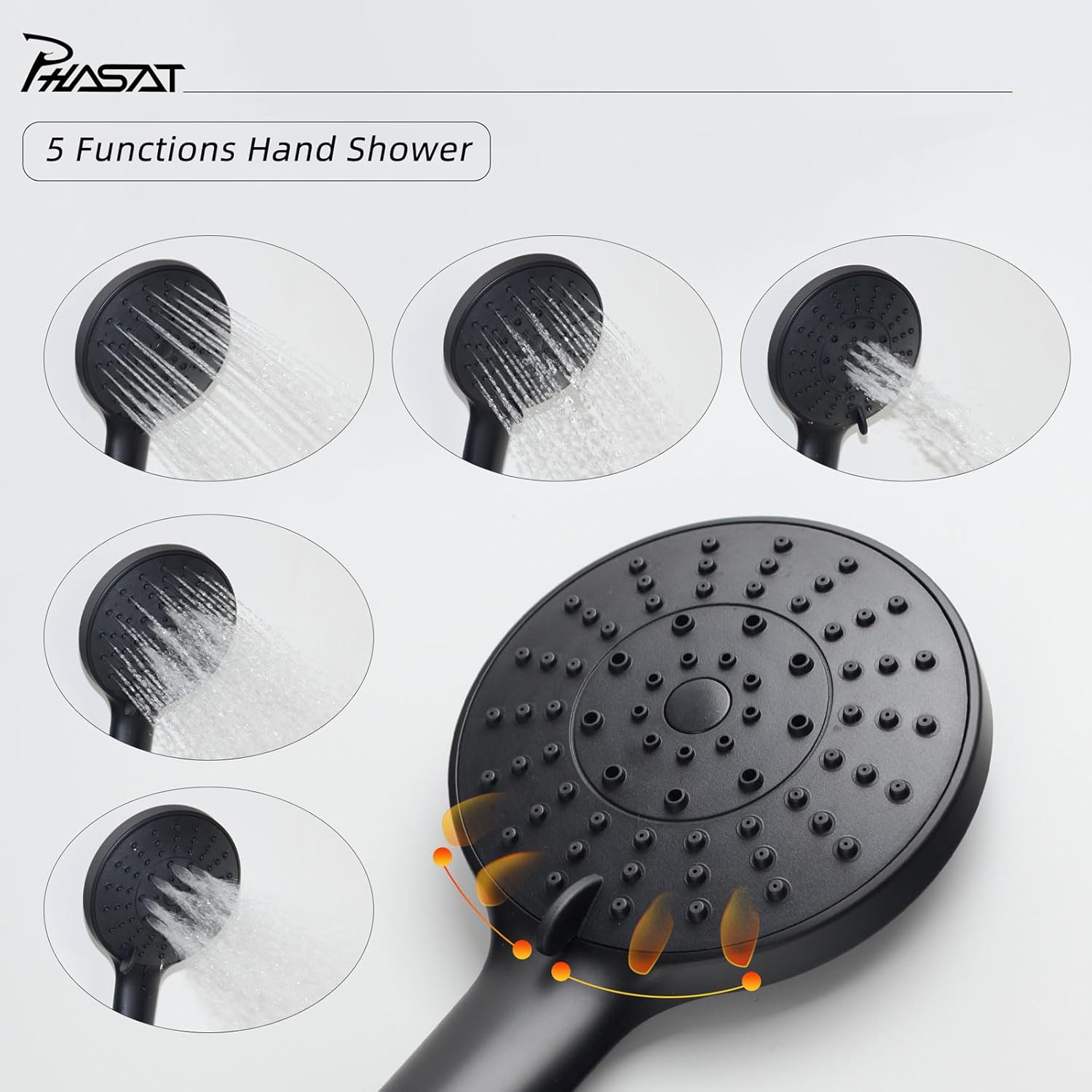 Phasat Rubinetto per Vasca da Bagno con Doccetta, Nero - immagine 5