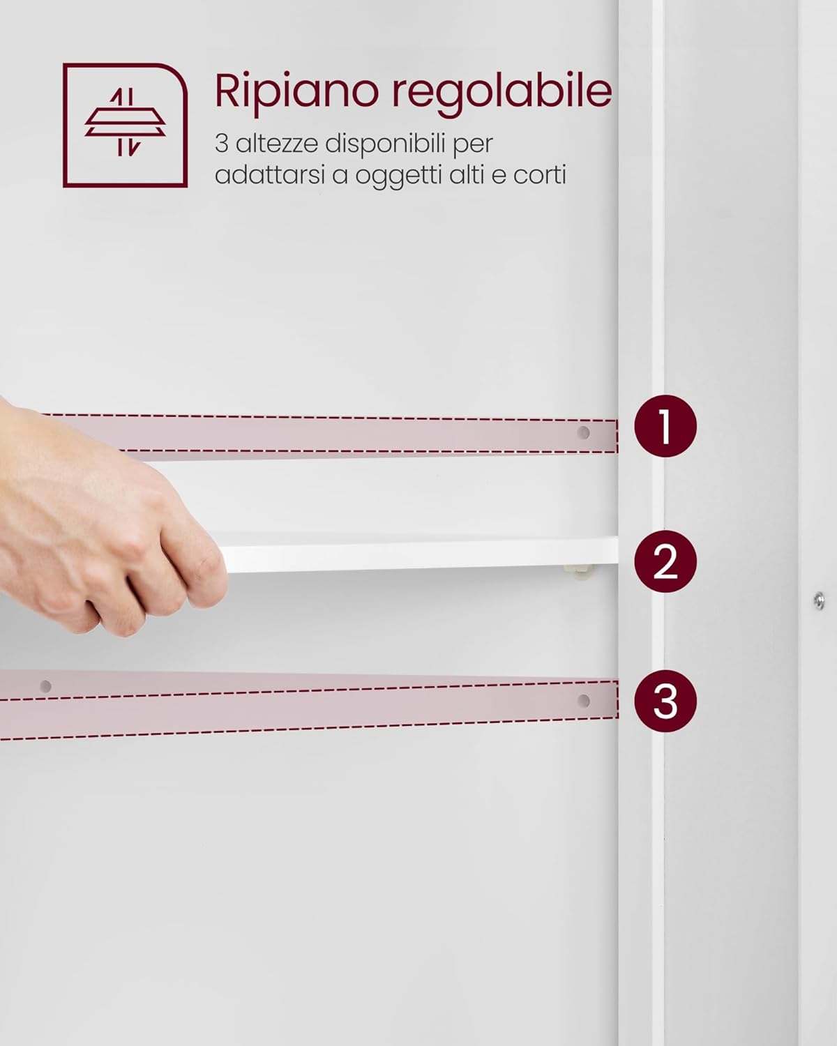 Vasagle Mobile Angolare Ante e Ripiano Regolabile, Bianco - immagine 4