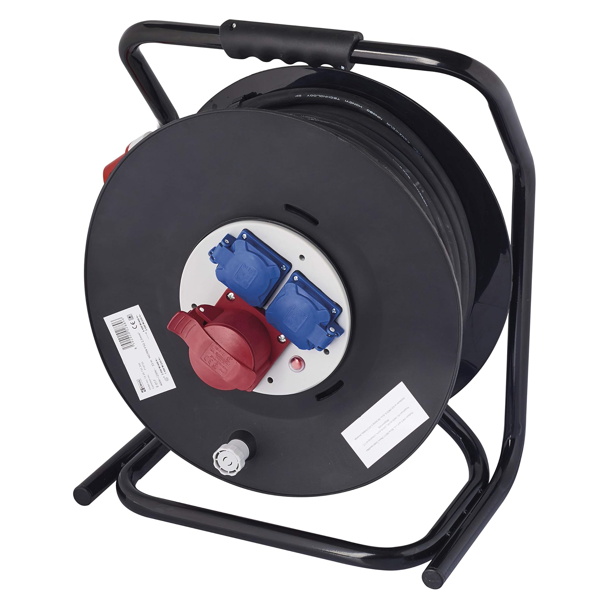 Emos P19733 Avvolgicavo Industriale 33m IP44, Nero