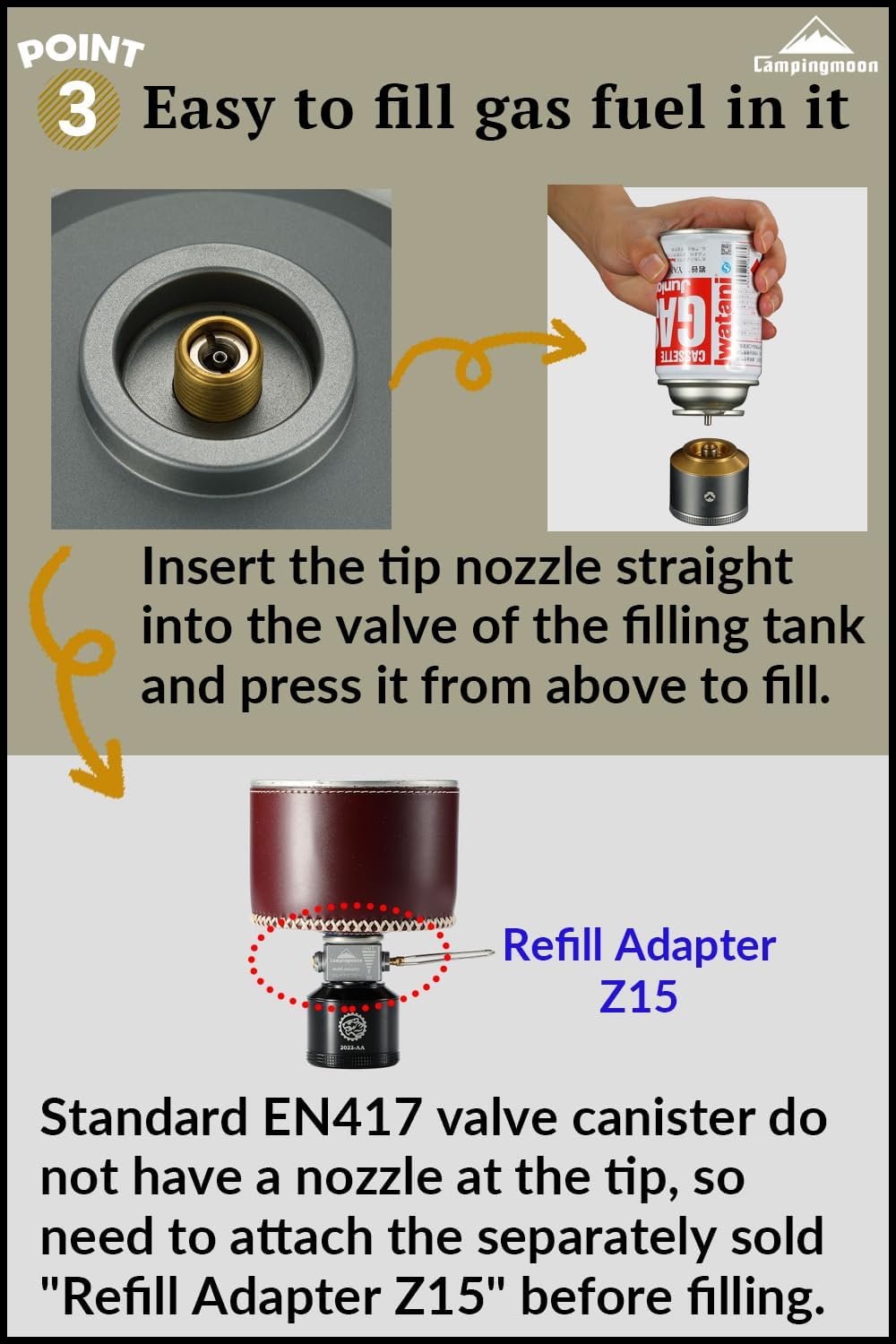 CAMPINGMOON Canister Vuoto Ricaricabile 110g TC-35 - immagine 4