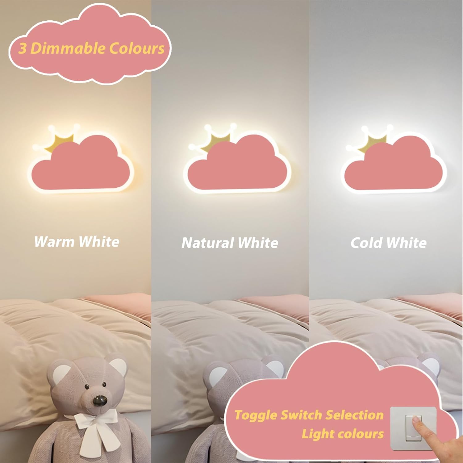 niuniaj Applique da Parete Interno 14W 1550LM, Rosa - immagine 2