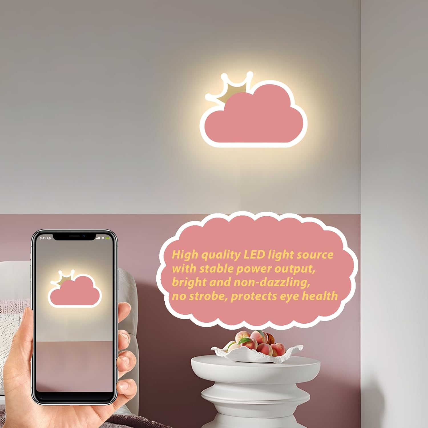 niuniaj Applique da Parete Interno 14W 1550LM, Rosa - immagine 3