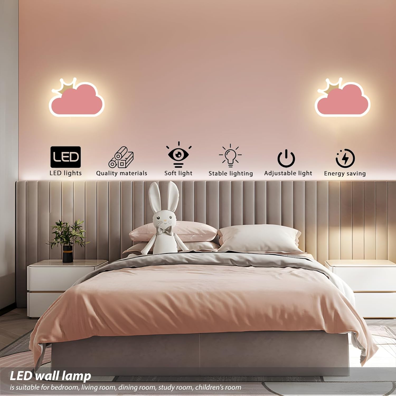 niuniaj Applique da Parete Interno 14W 1550LM, Rosa - immagine 4