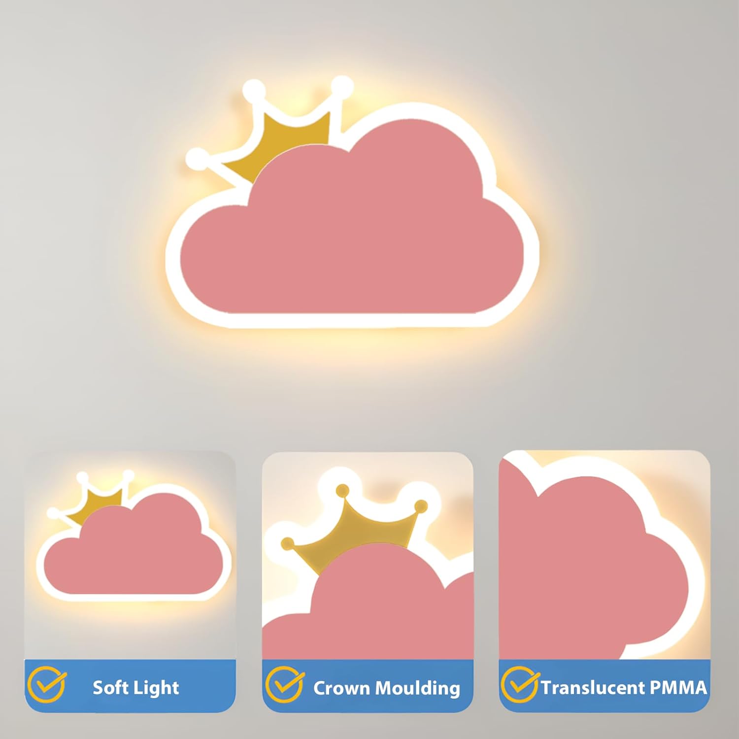 niuniaj Applique da Parete Interno 14W 1550LM, Rosa - immagine 5