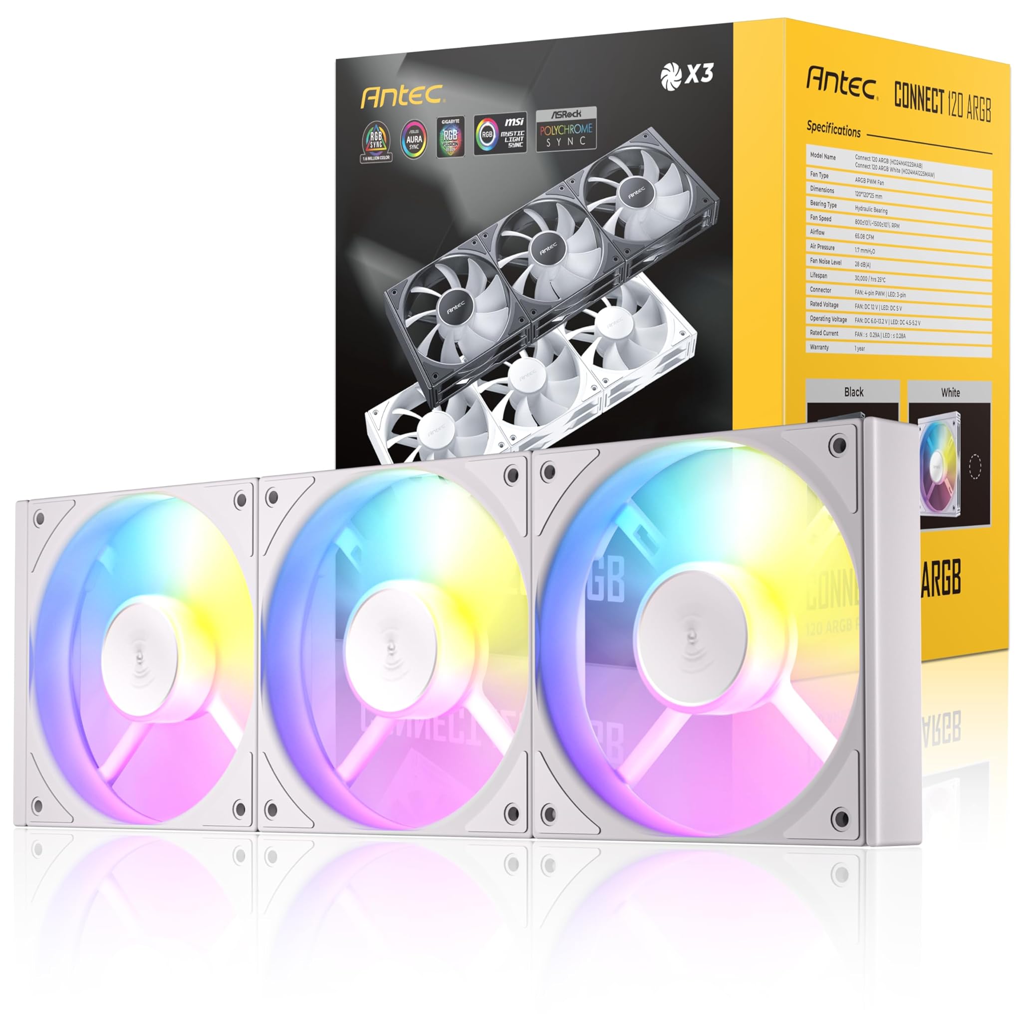 Antec Connect 120 ARGB C120 ARGB White_3PK - Set 3 pezzi