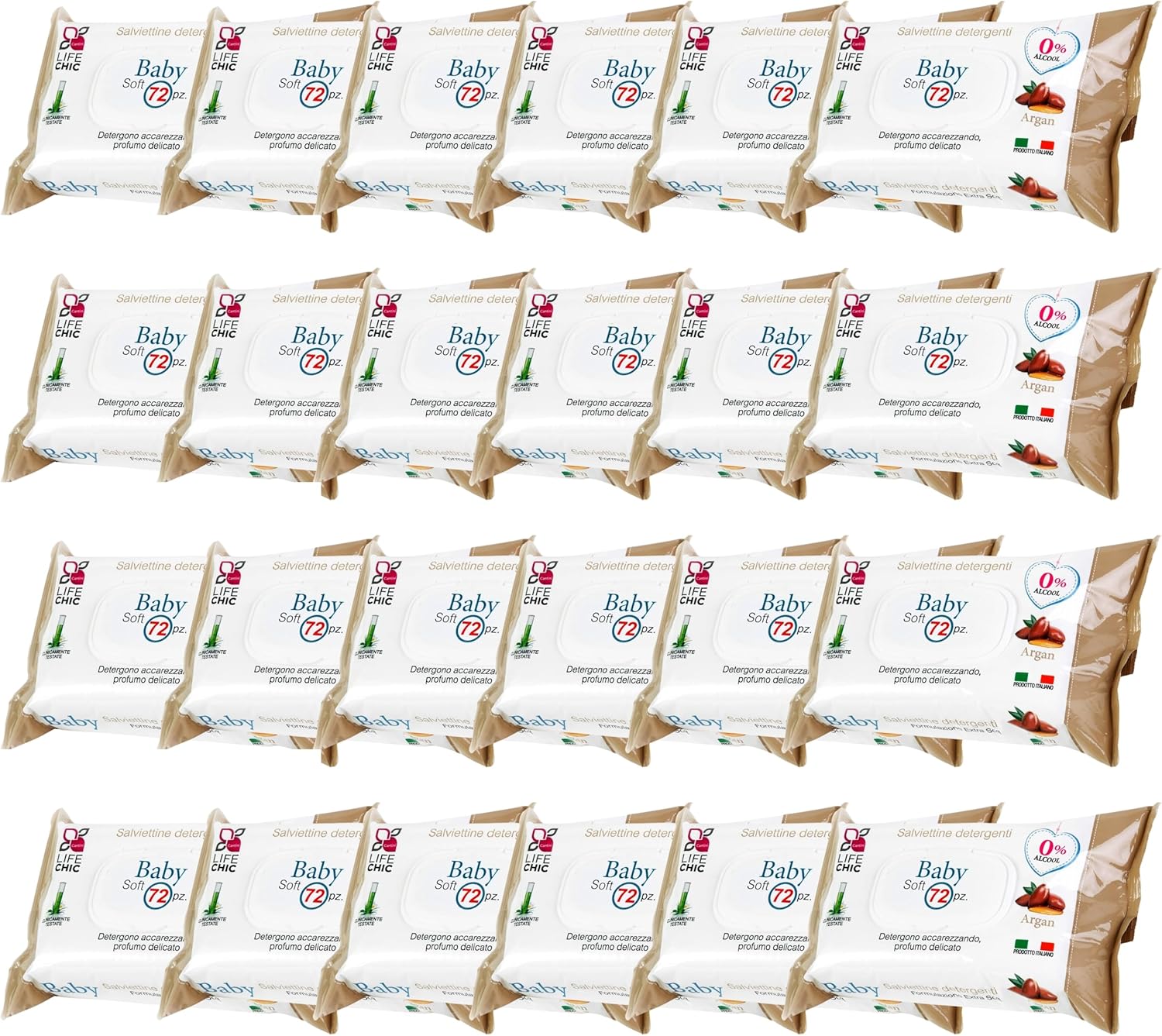 Salviette Baby con Argan per Pelli Sensibili, 1728 pezzi - immagine 1