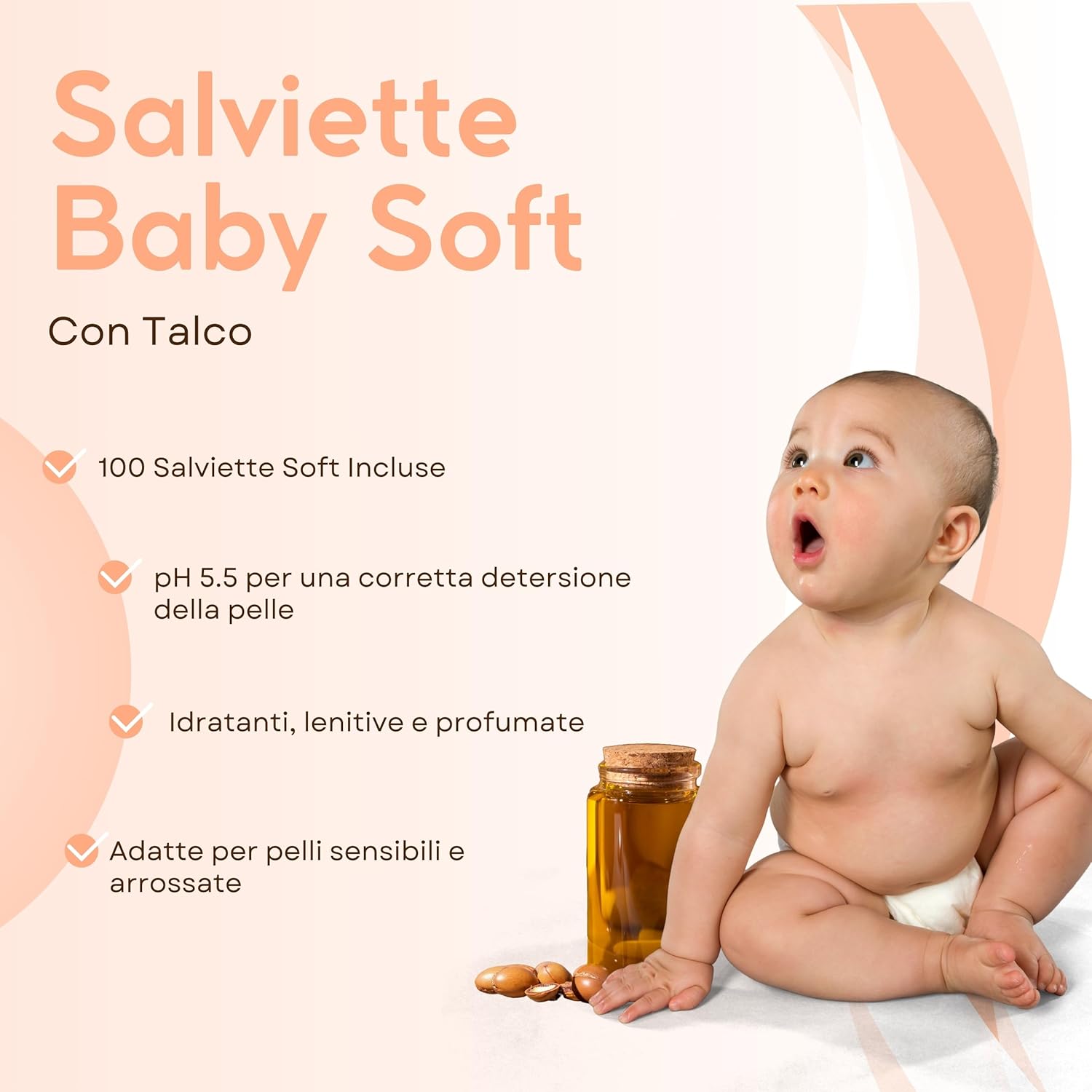 Salviette Baby con Argan per Pelli Sensibili, 1728 pezzi - immagine 2