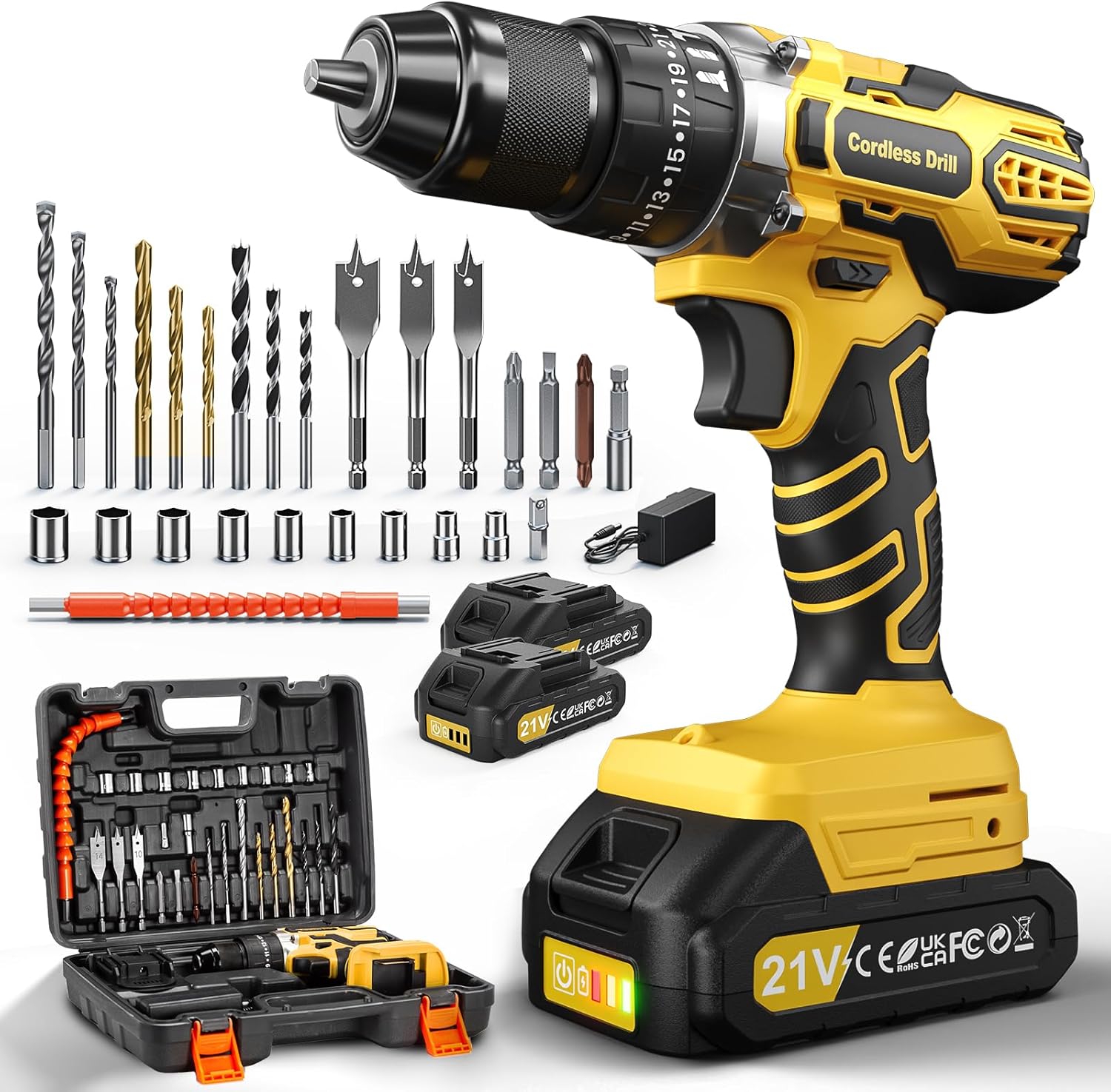 Avvitatore a Batteria 21V 45NM con 2 Batterie 2.0Ah - immagine 1