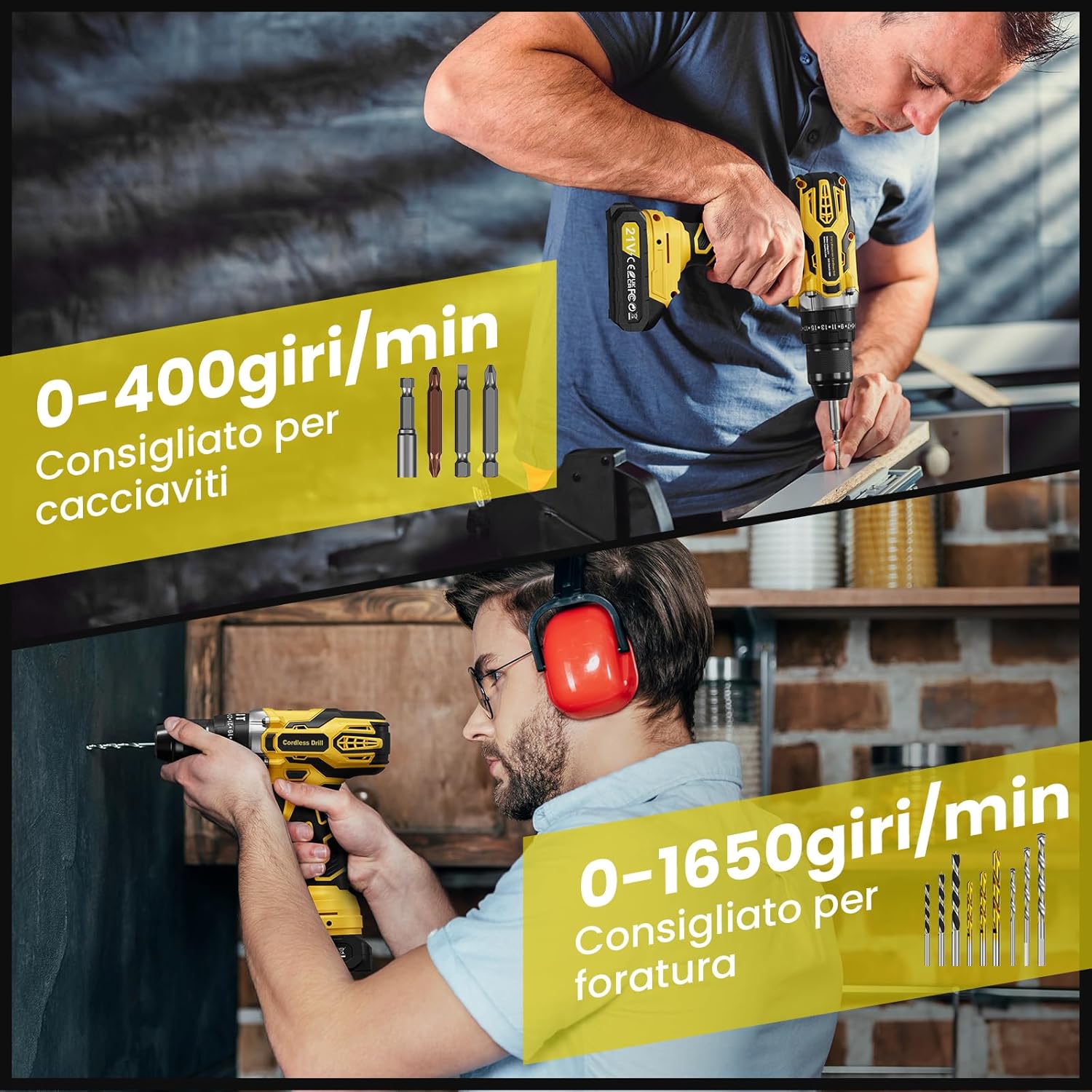 Avvitatore a Batteria 21V 45NM con 2 Batterie 2.0Ah - immagine 3