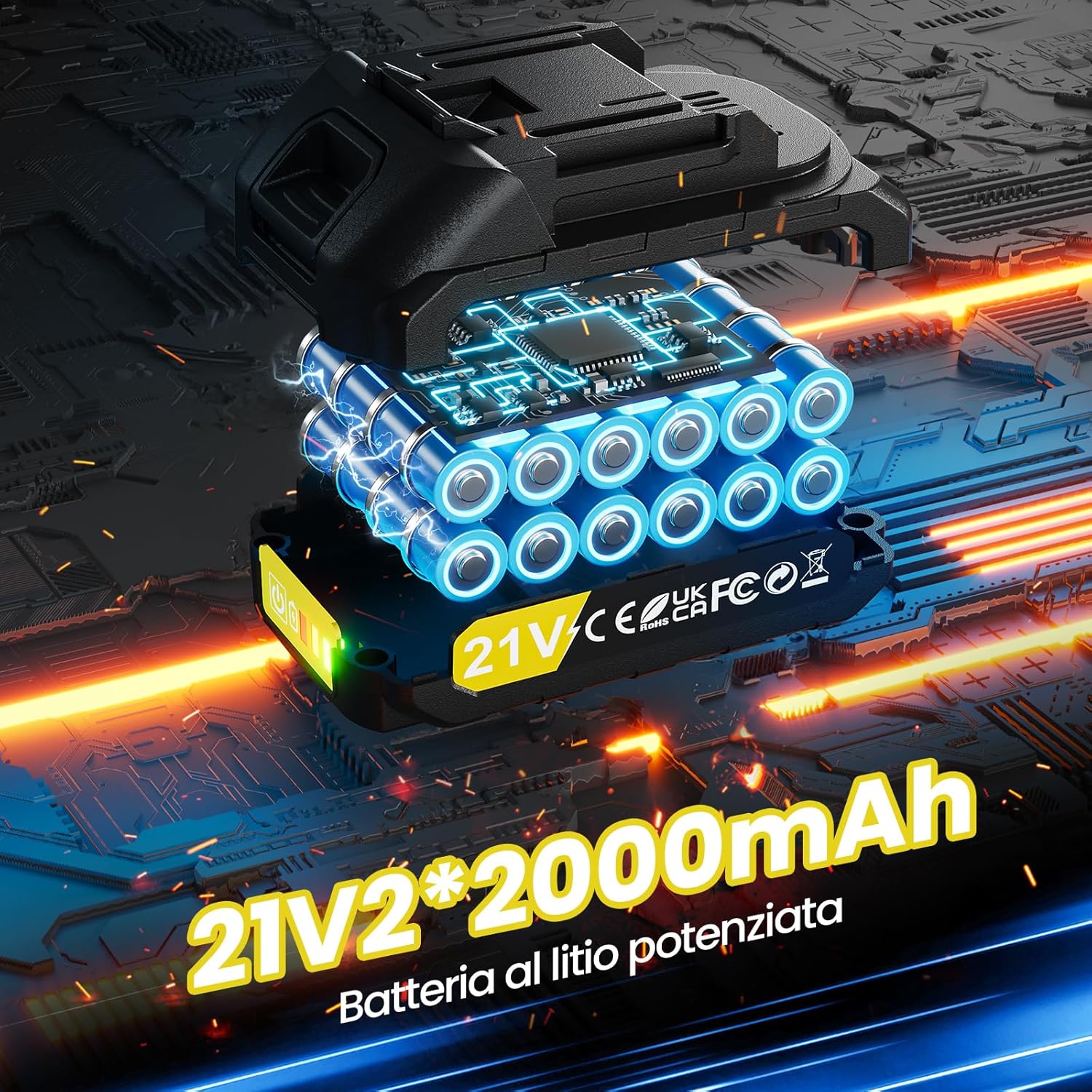 Avvitatore a Batteria 21V 45NM con 2 Batterie 2.0Ah - immagine 5