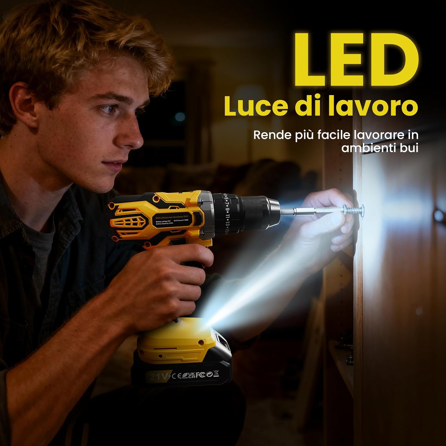 Avvitatore a Batteria 21V 45NM con 2 Batterie 2.0Ah - immagine 6