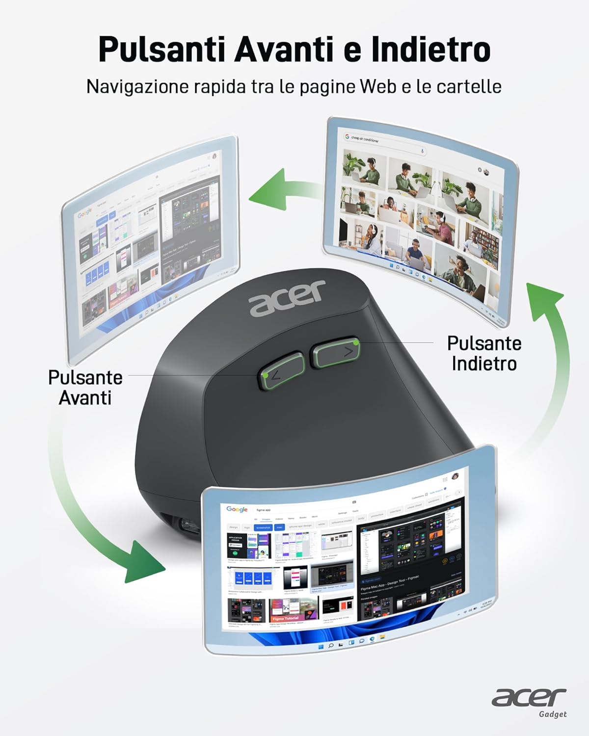 Acer Mouse Ergonomico Verticale Wireless Ricaricabile - immagine 6