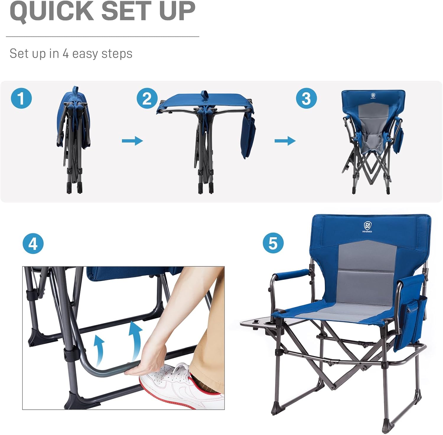 Ever Advanced Sedia da Campeggio Pieghevole 160KG - immagine 6