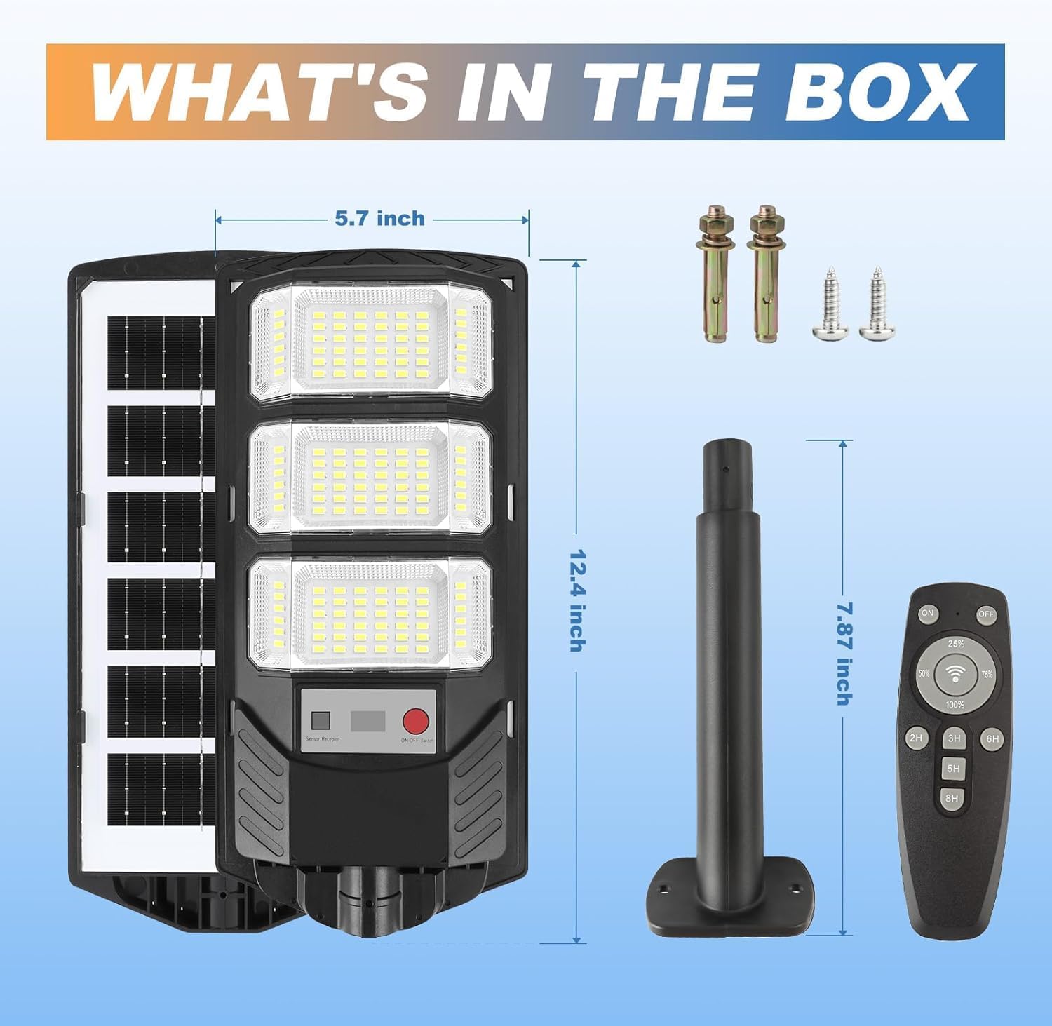 Lampione Solare Led Esterno 300W (2 pezzi) 6500K - immagine 5