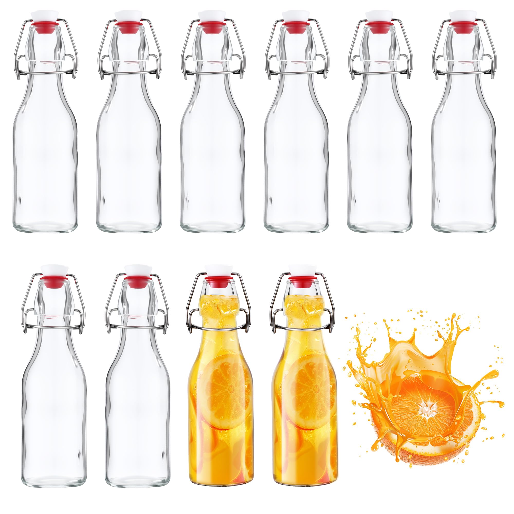 Set 10 Bottiglie in Vetro 250ml con Tappo Ermetico