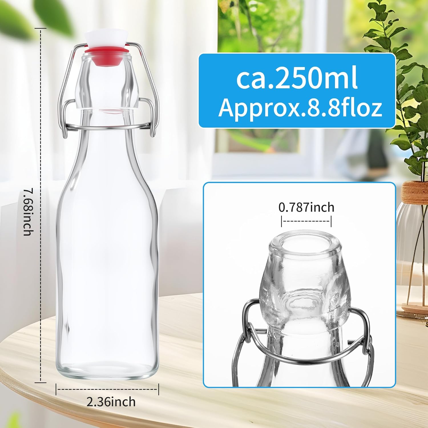 Set 10 Bottiglie in Vetro 250ml con Tappo Ermetico - immagine 2