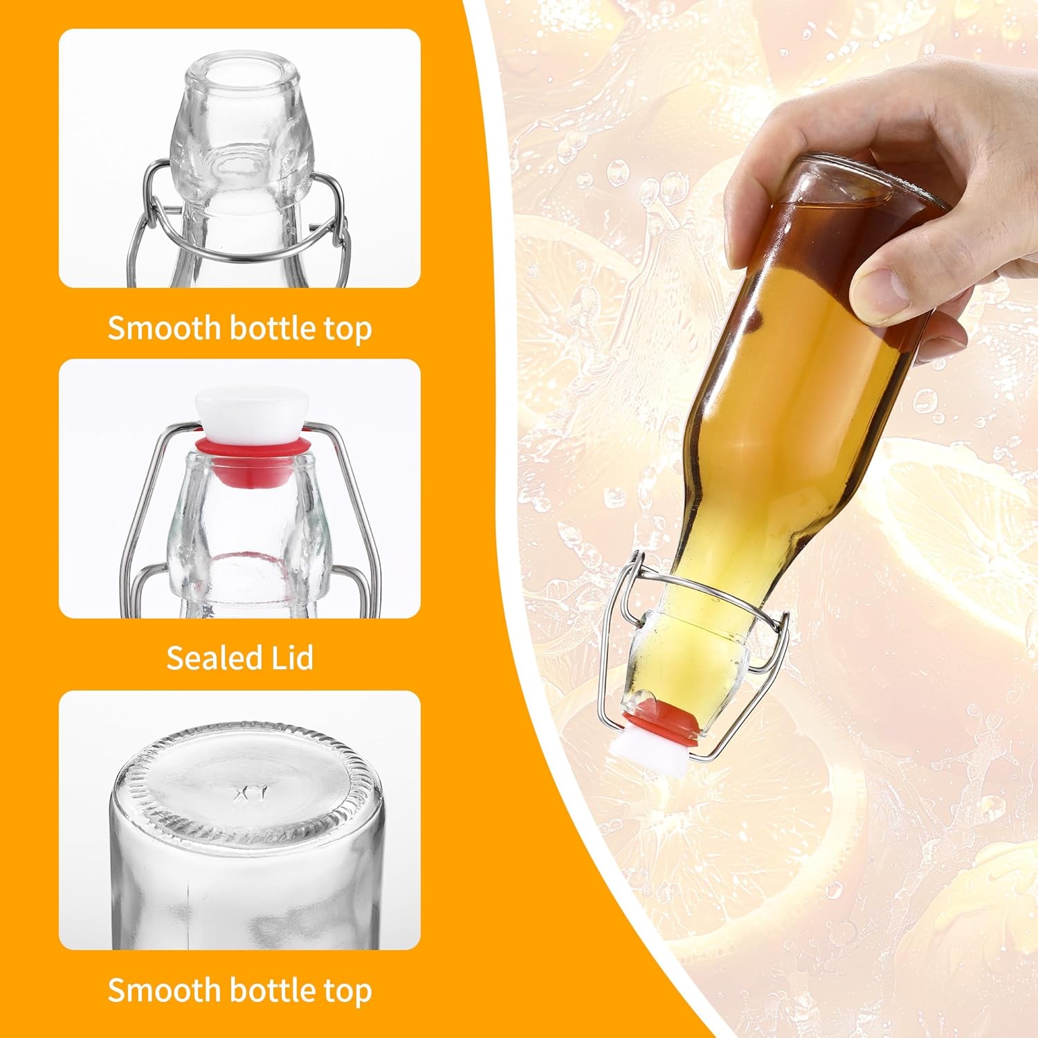 Set 10 Bottiglie in Vetro 250ml con Tappo Ermetico - immagine 3