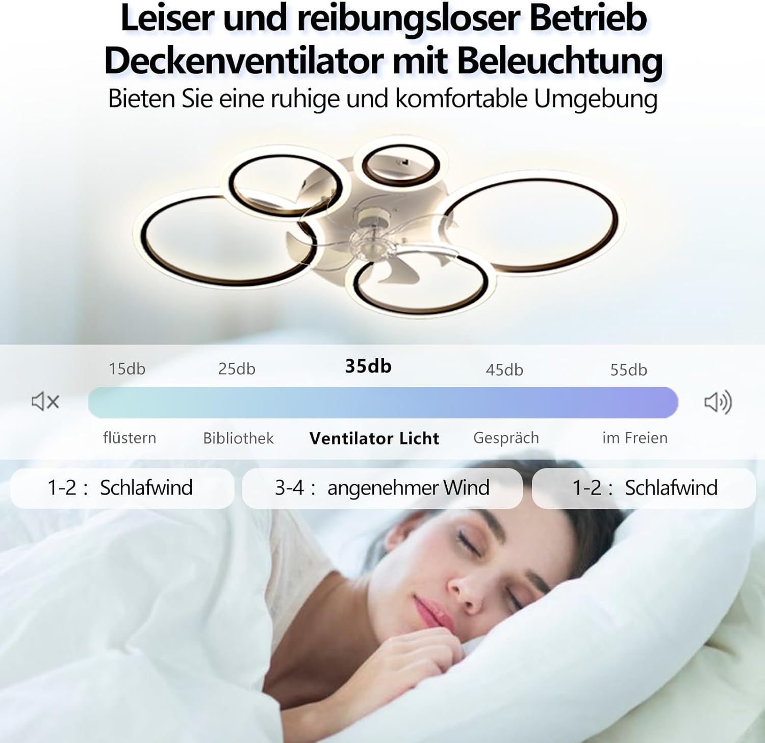 Ventilatore da Soffitto a LED con Luce 145W, Nero - immagine 5