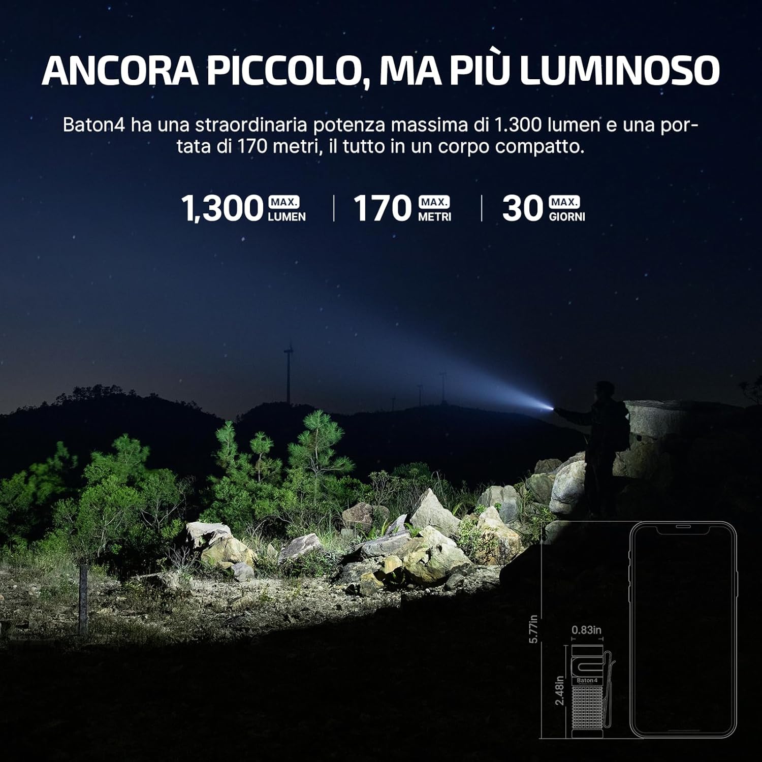 OLIGHT Baton 4 kit - Torcia EDC 1300lm con Scatola Ricarica, Verde - immagine 2