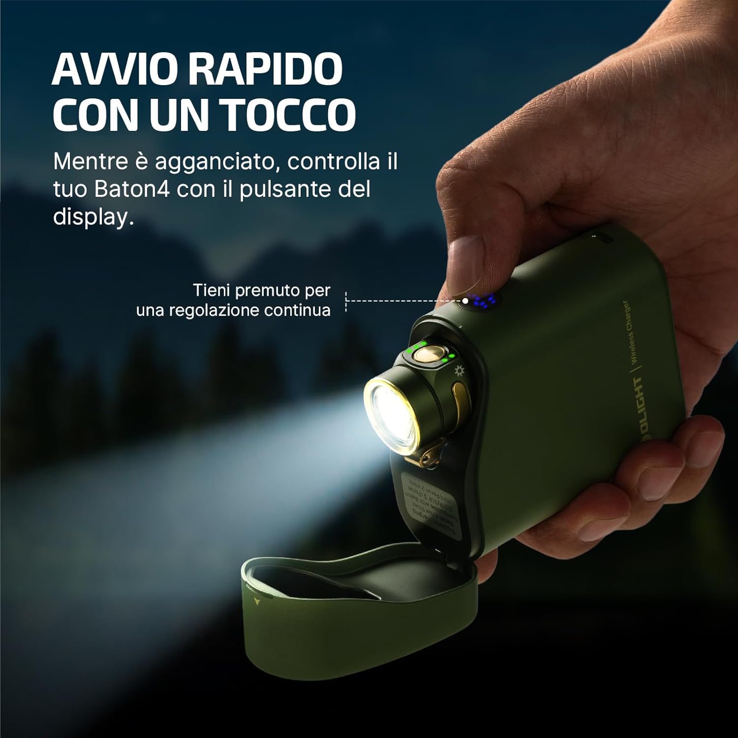 OLIGHT Baton 4 kit - Torcia EDC 1300lm con Scatola Ricarica, Verde - immagine 4