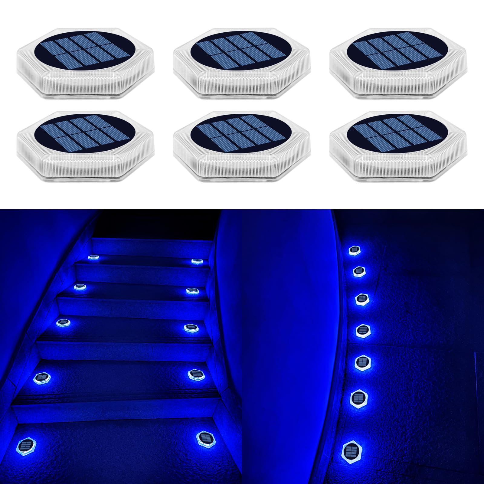 Luci Solari Giardino Esterno IP68 Impermeabili, Blu (6 Pack)
