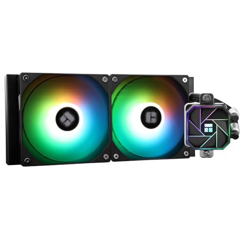 Aqua Elite 240 V3 Aio CPU Cooler-240 mm Liquid Cooler, 2 x 120 mm ARGB ventola di raffreddamento, facile installazione, compatibile con AM5/AM4, LGA1851/1700/115X/1200/2011, nero