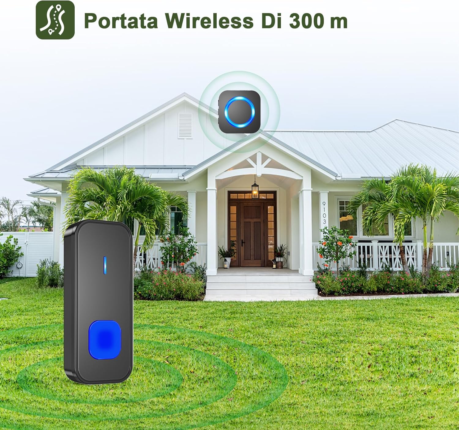 SURFOU Campanello Senza Fili da Esterno 400m, Nero - immagine 2