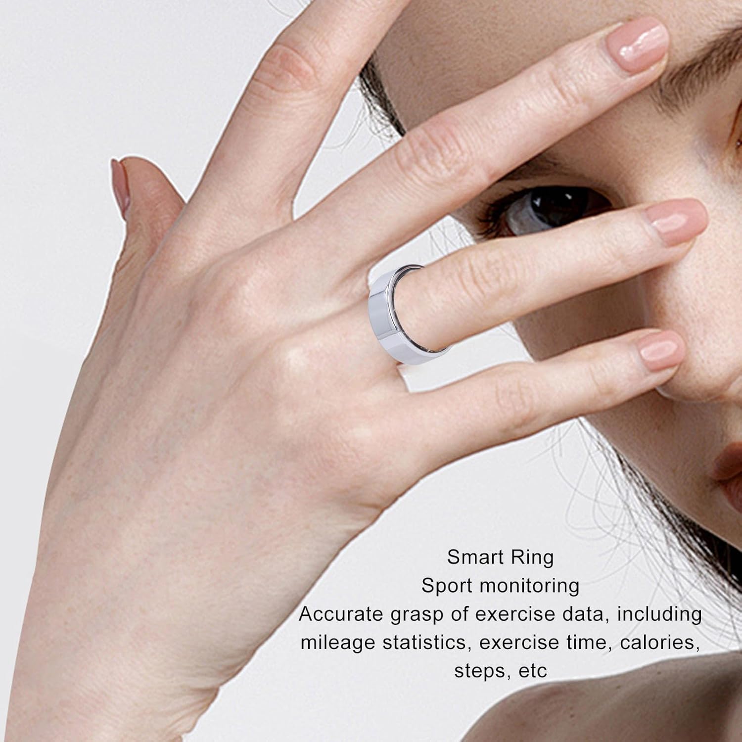 Vikye Smart Ring Health Tracker - Anello Fitness, Silver - immagine 2