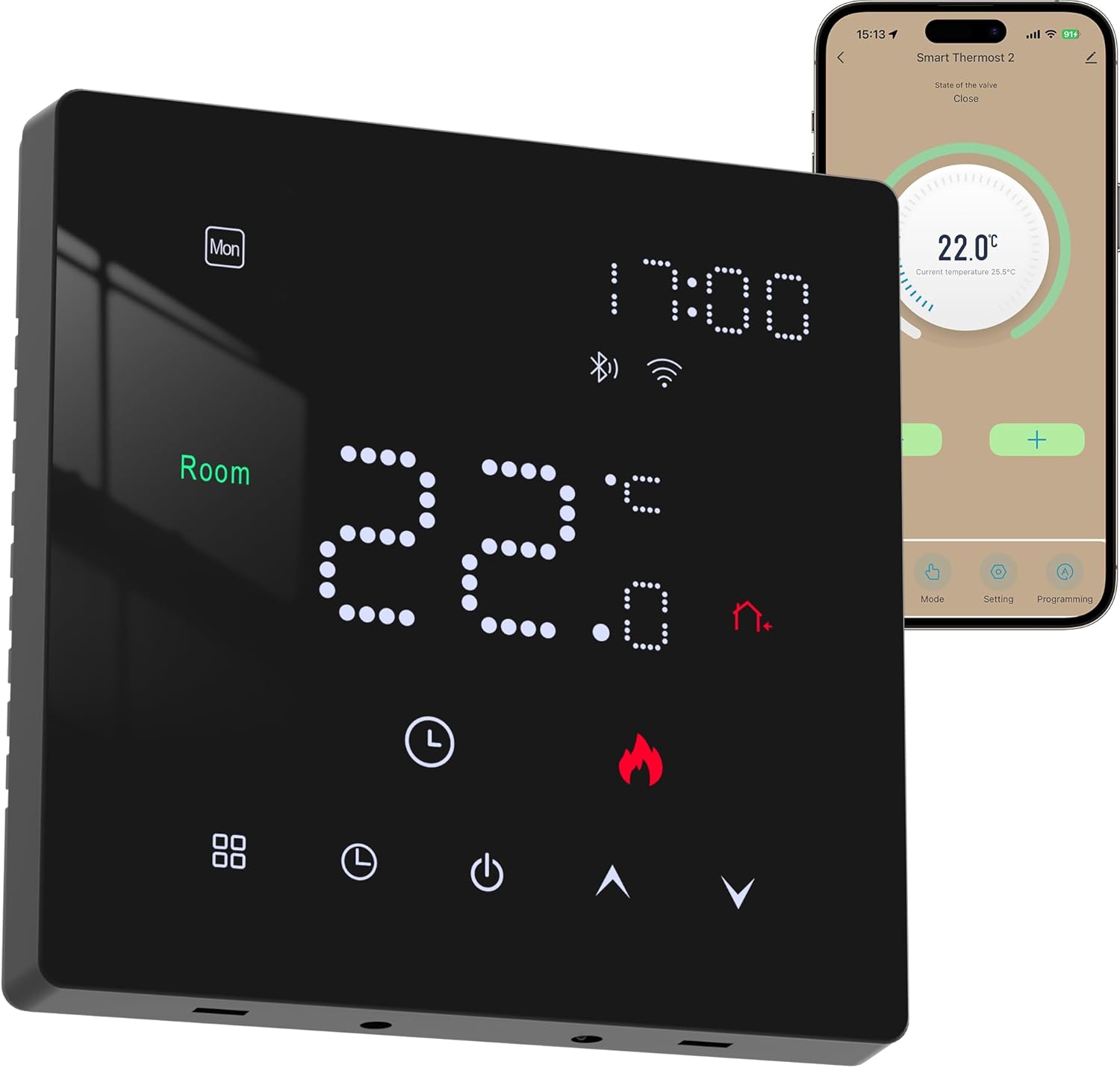 Termostato WiFi Beok Boiler 230V, Nero - immagine 1